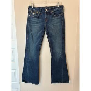 True Religion Women's Jeans Dark Wash Joey Denim Low Rise Vintage Flare Size 30
